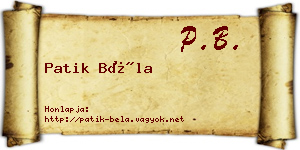 Patik Béla névjegykártya